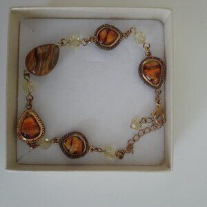 Fifth Avenue Collection On the Cat Walk Tiger Eye with beads Gold Bracelet